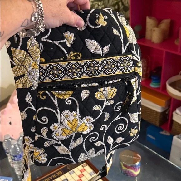 Vera Bradley Black and Yellow Floral Crossbody Bag - Picture 4 of 5